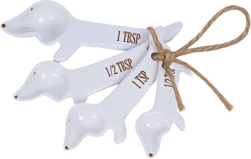 Goodscious Dachshund Measuring Spoons Set - Unique Dog Measuring Spoons Ceramic Dachshund Decor - Weiner Dog Gifts for Women - Cute Kitchen Accessories Baking Gifts - Fun Daschund Measure Spoon Items (Set of 5) - Image 1